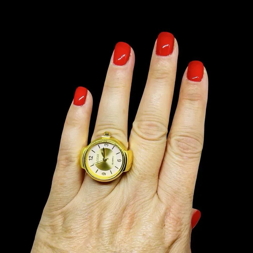 BOZHI Ring Watch Gold Design With Crystals New